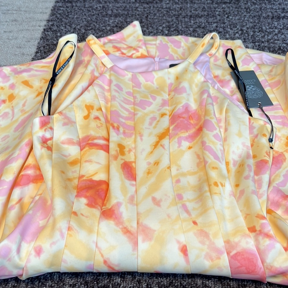 Vince Camuto yellow, orange and pink halter style dress size 6 - Picture 3 of 9